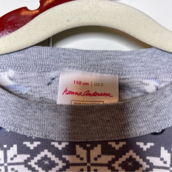 Hanna Andersson grey blue penguin Xmas Christmas Holiday  print pajama set sz 5 - Picture 2 of 3